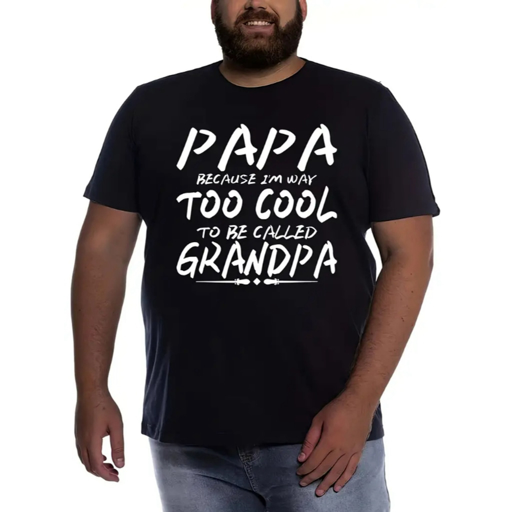 SHEIN Men’s 2XL Black "Papa / Grandpa" Graphic Casual Short Sleeve T-Shirt NIB